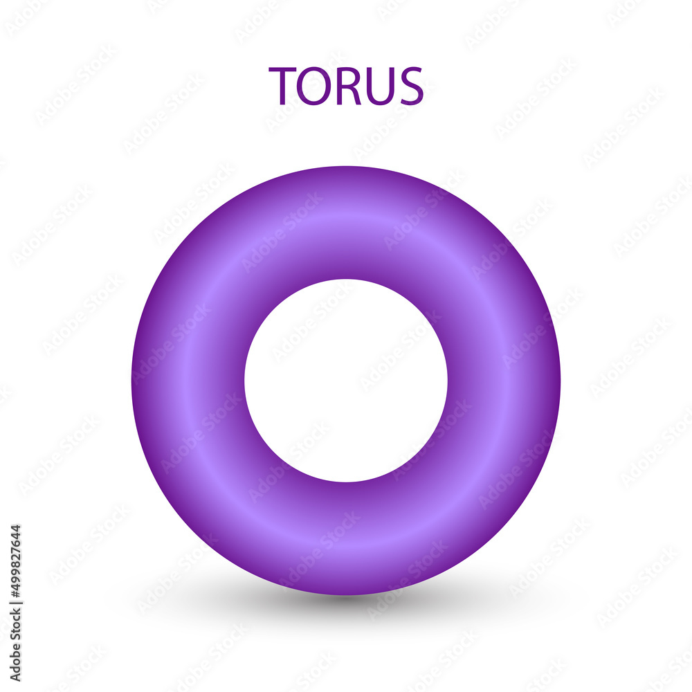 Vector purple torus with gradients and shadow for game, icon, package design, logo, mobile, ui, web, education. 3d donut on a white background. Geometric figures for your design. Vector purple torus with gradients and shadow for game, icon, package design, logo, mobile, ui, web, education. 3d donut on a white background. Geometric figures for your design.