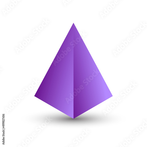 Vector purple square pyramid with gradients and shadow for game  icon  package design  logo  mobile  ui  web  education. 3d pyramid on a white background. Geometric figures for your design.