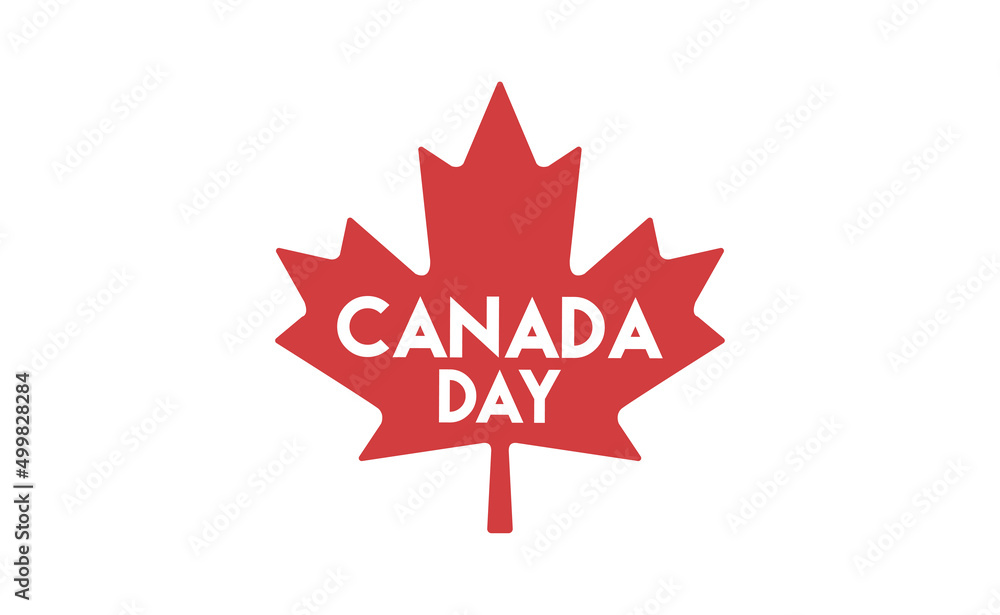 Happy Canada day. Canadian national anniversary badge. Red maple leaf. Happy Canada day. Canadian national anniversary badge. Red maple leaf.