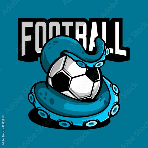 vector illustration of octopus wrapped around a soccer ball