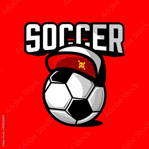 soccer ball and hat illustration vector