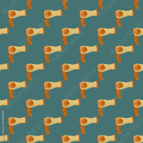 Retro electric hair dryer seamless pattern. Background with appliances for barber in doodle style.