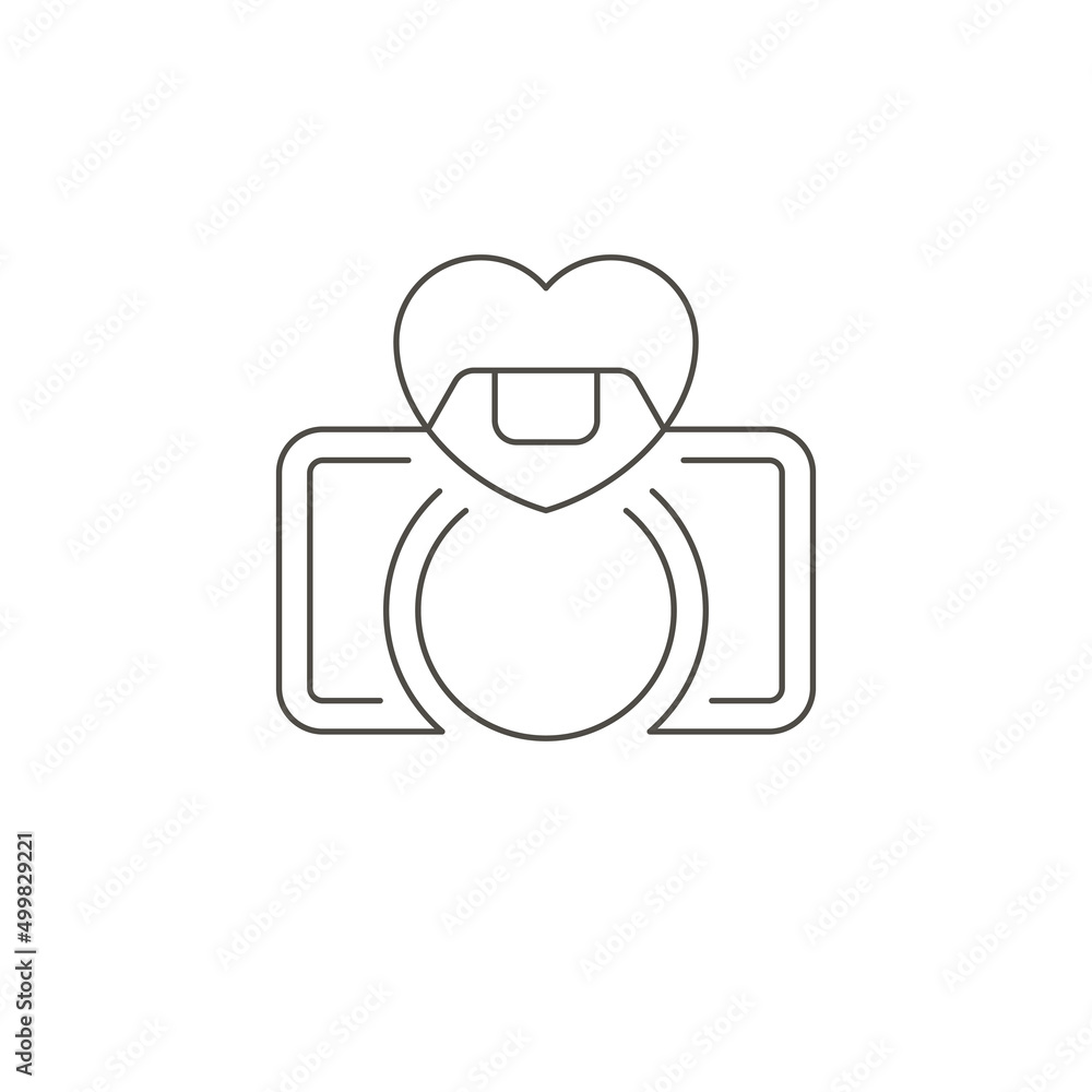 Obraz premium Linear elegant photo camera with heart shape label vector illustration romantic electronic device
