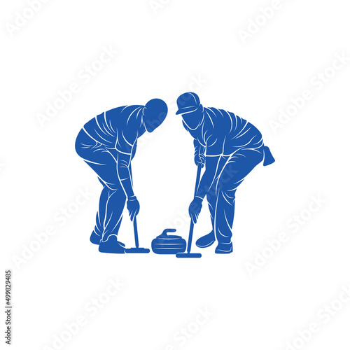 Curling player logo design vector. Icon Symbol. Template Illustration