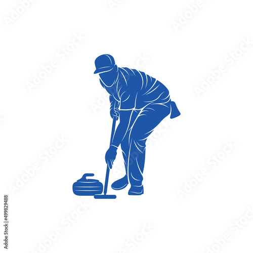 Curling player logo design vector. Icon Symbol. Template Illustration