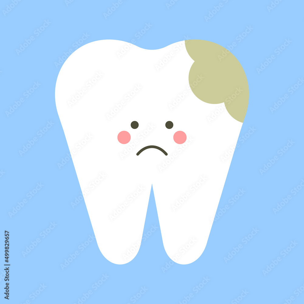 The tooth deteriorates, caries. Illustrations for dentistry. Vector illustration.