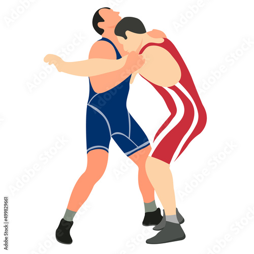 Athlete wrestler in wrestling, duel, fight. Greco Roman, freestyle, classical wrestling.