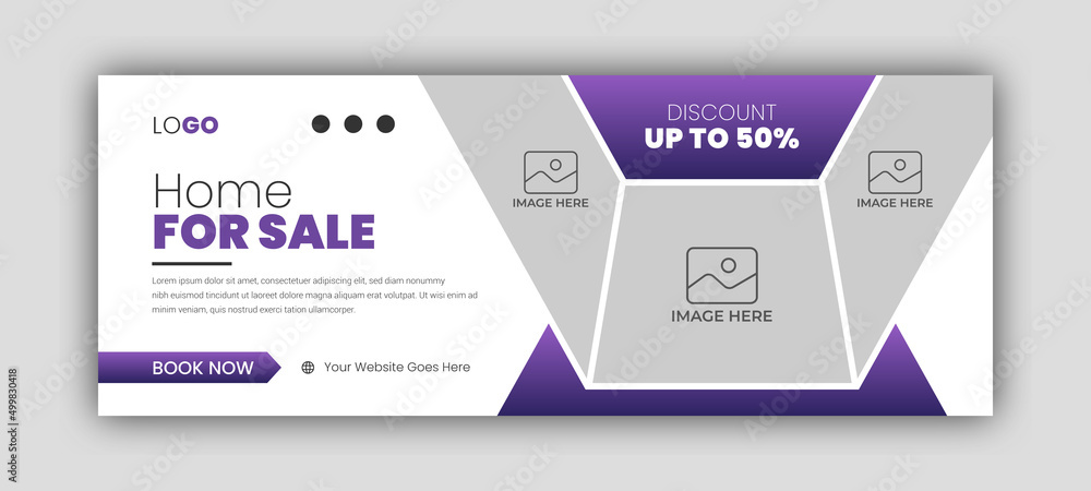 Real estate web banner and social media facebook cover template