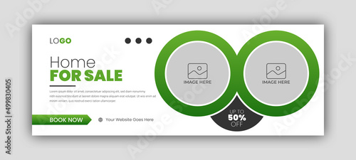 Real estate web banner and social media facebook cover template