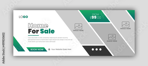 Real estate web banner and social media facebook cover template