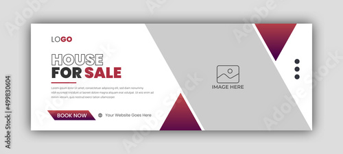 Real estate web banner and social media facebook cover template