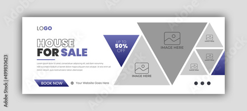 Real estate web banner and social media facebook cover template