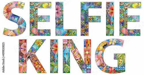 Selfie King - Hand drawn typography poster. Conceptual handwritten text.