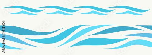 Seamless beautiful waves. Vector blue marine pattern. Stylized design.