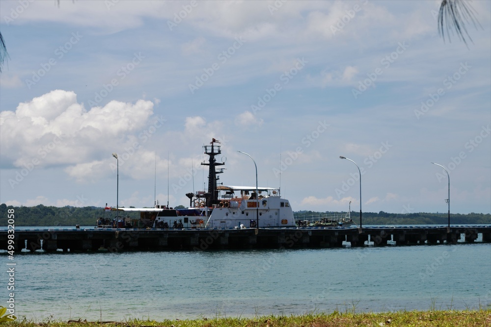 South East Maluku, Indonesia - February 28, 2022: A Marine Vessel That Is Leaning On The Pier