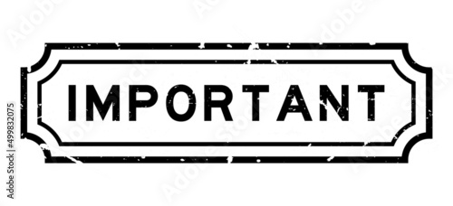 Grunge black important word rubber seal stamp on white background