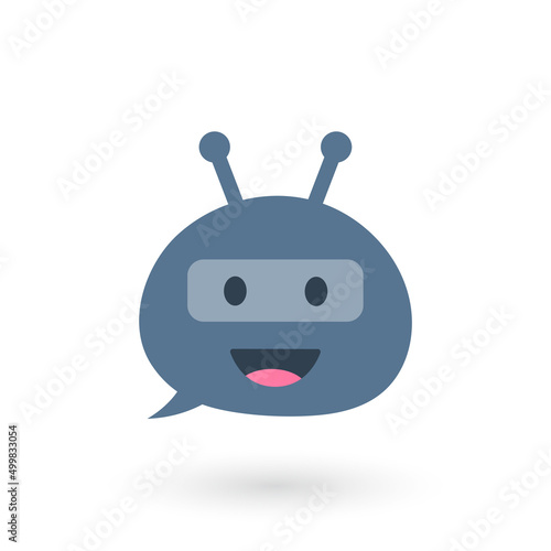 Chat Bot logo design. Virtual assistant bot icon. Robot head with speech bubble. Customer support service chat bot. Vector