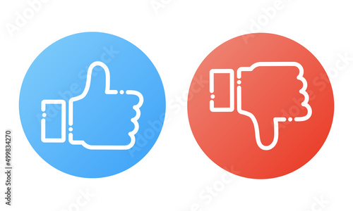 Thumb up and thumb down flat icon. Social media concept. Like and dislike. Vector