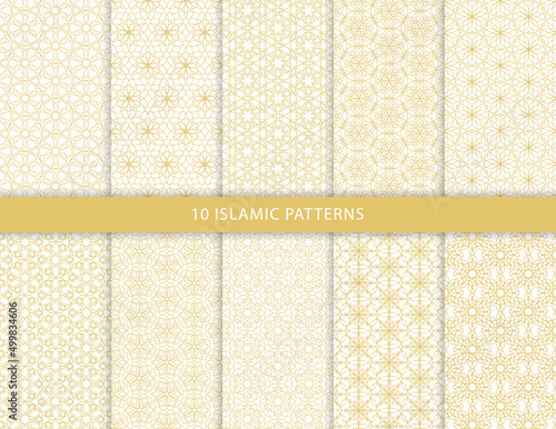 Set of islamic, ornamental, artistic, decoration and seamless patterns. Perfect to background, fabric, etc.