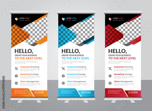 Professional Modern corporate colorful roll up standee banner design template