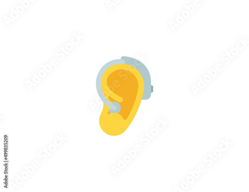 Ear with Hearing Aid Vector Isolated Emoticon. Ear with Hearing Aid Icon
