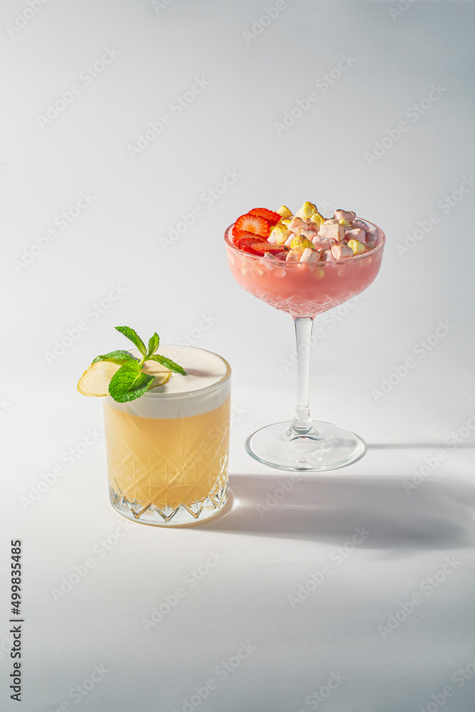 Cocktails on light background, Concept food Cocktails on light background, Concept food