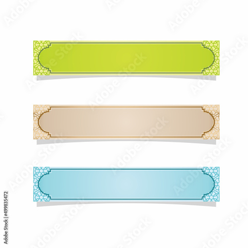 set of islamic ribbon banner for arabic text