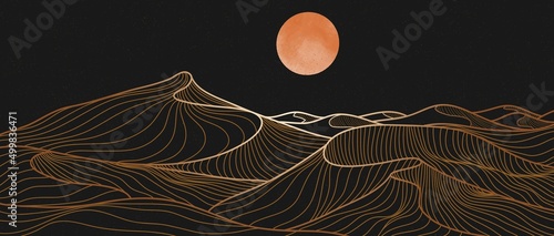 mountain desert line art print. Abstract mountain contemporary aesthetic backgrounds landscapes. vector illustrations