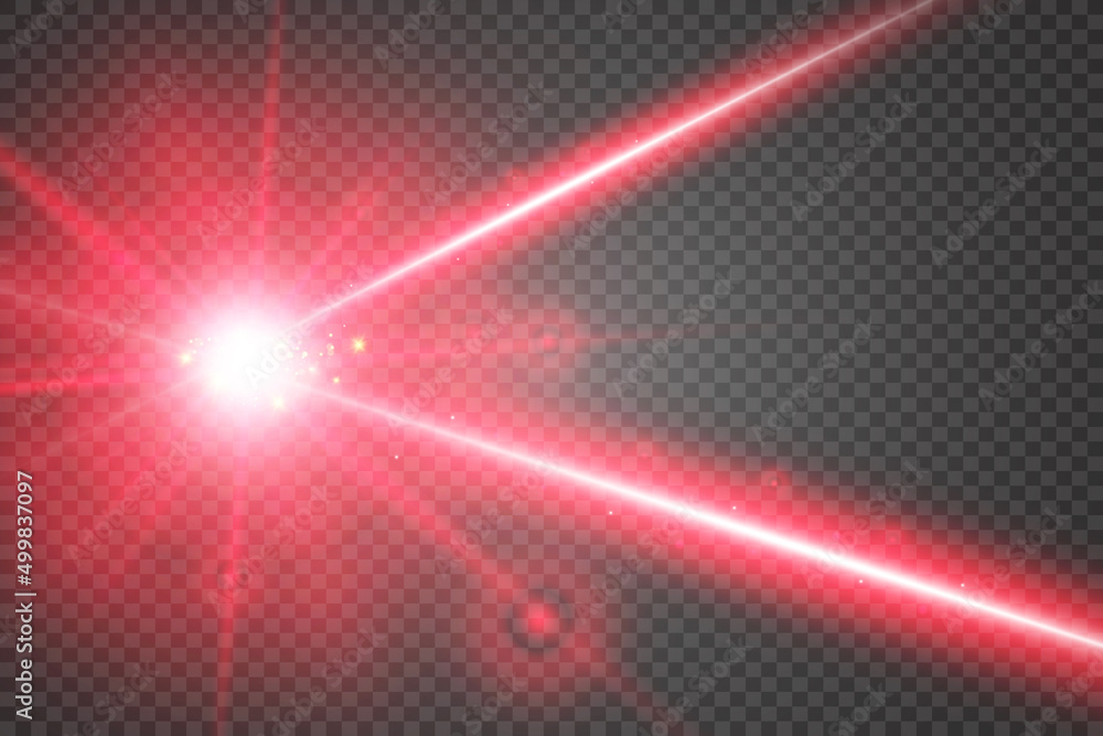Obraz premium Abstract laser beam. Transparent isolated on black background. Vector illustration. 