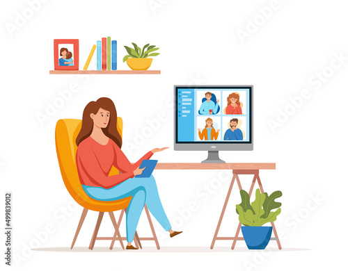 Video conference online meeting concept