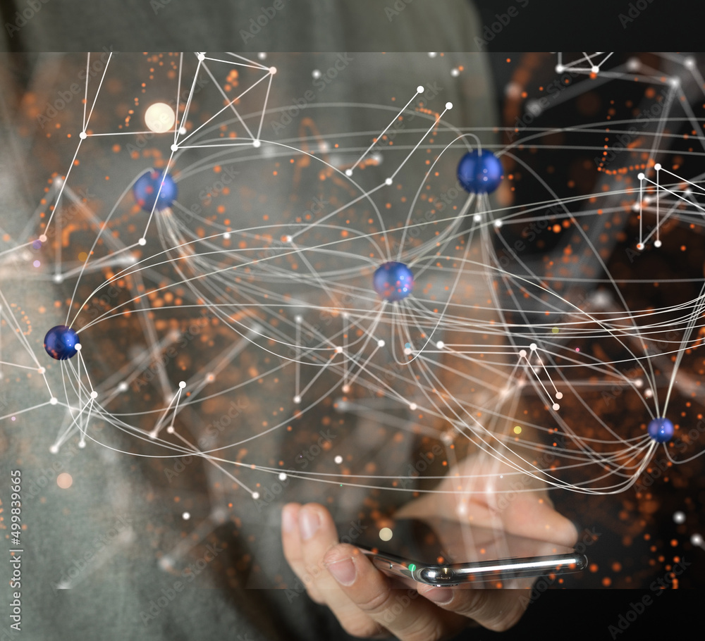 Global network. Blockchain. 3D illustration. Neural networks and artificial intelligence. Abstract Global network. Blockchain. 3D illustration. Neural networks and artificial intelligence. Abstract