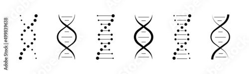 DNA vector icons set. Genetic concept. Life gene model bio code genetics molecule. Molecule, chromosome icon set. Pictogram of Dna vector, genetic sign, elements and icons collection. Vector