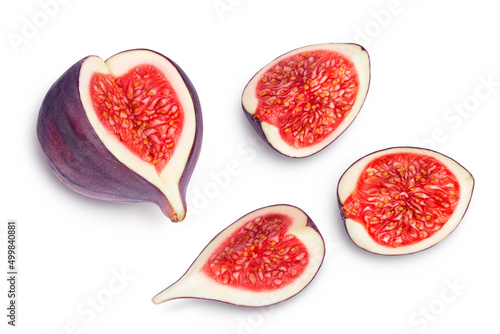 fig fruits isolated on white background with clipping path. Top view. Flat lay