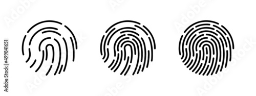 Touch id icons set. Fingerprint icon collection. Owner identification, verification. Password concept. Authorization concept. App id. Phone password. Touch identification. Vector graphic.