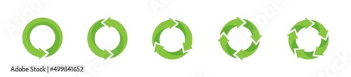 Green refresh recycle refuse reuse circulation vector arrows icons set. Green refresh arrows vector set. Eco refuse icon set. Logo design. Vector graphic photo
