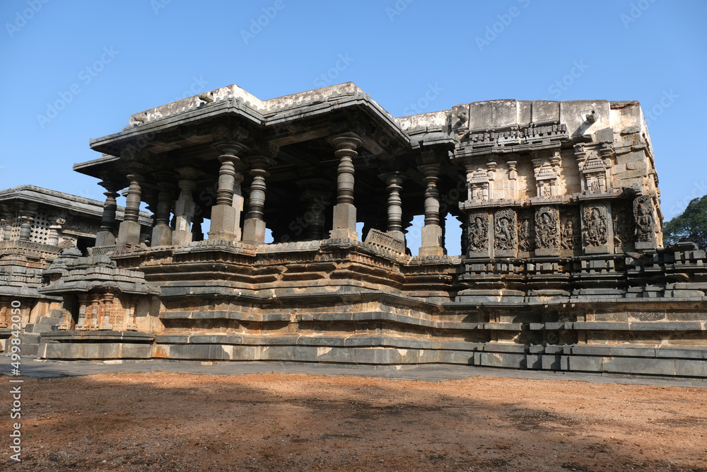 Ancient Hoysaleswara Hindu Temple Complex at Halebidu, developed under the rule of the Hoysala Empire between the 11th and 14th centuries, It is the largest monument in Halebidu, Karnataka, India.