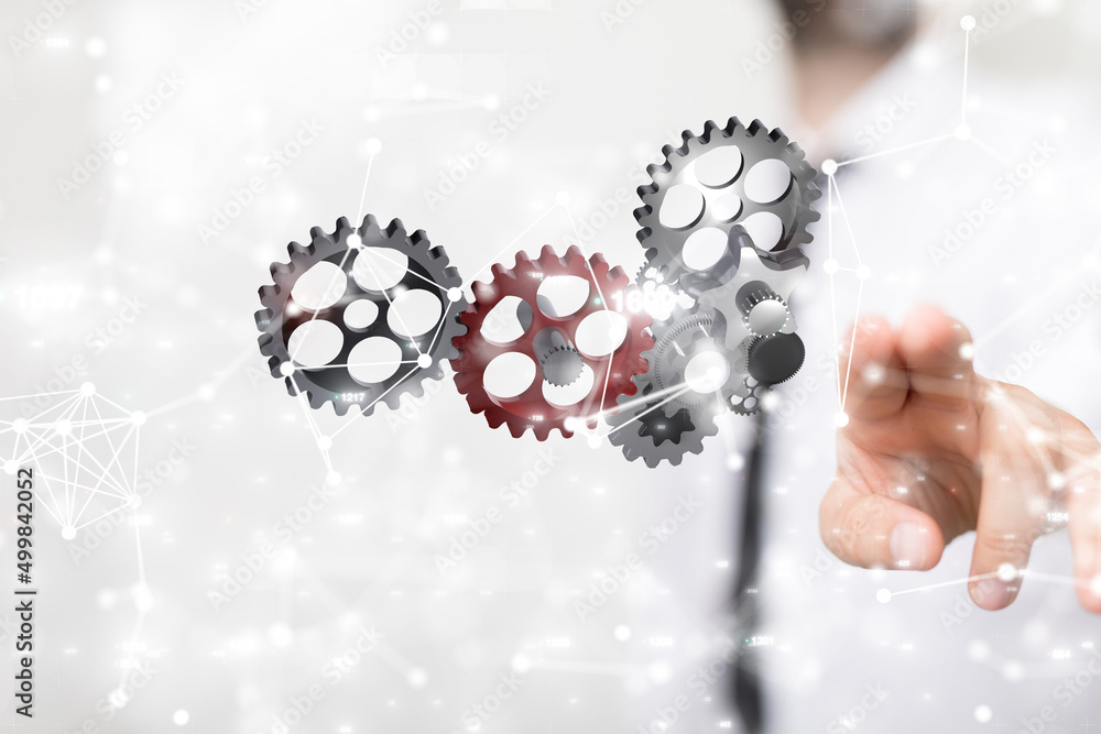 gear Futuristic in Industry 4.0 and business virtual diagram gear Futuristic in Industry 4.0 and business virtual diagram
