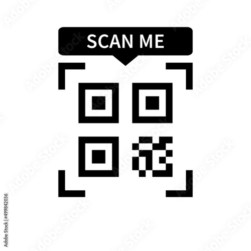 QR code icon Scan Me. Vector illustration in flat design. Isolated on white background.