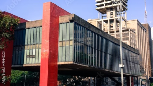 MASP, Museum of Art of Sao Paulo, on Paulista avenue in Sao Paulo city, Brazil. Zoom out photo