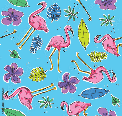 I can totally smell the suntan lotion when I look at this colorful flamingo motif. This tropical themed vector pattern repeats seamlessly (and it makes me crave a pina colada). 