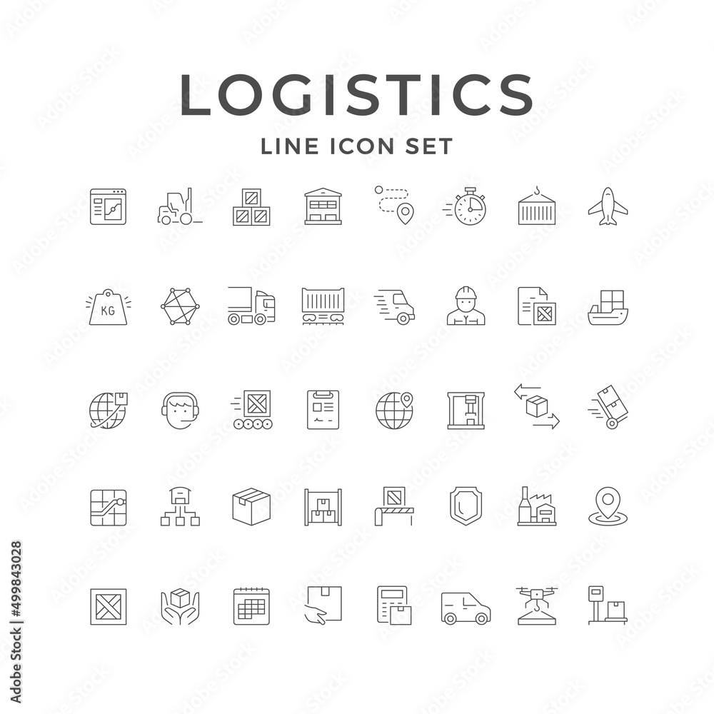 Set line icons of logistics