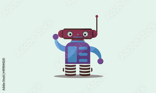 Friendly robot say hello,  and raising hand