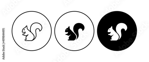 Squirrel icon editable stroke line . Template design. Cute animal silhouette, vector design element. Vector set. Nature concept.