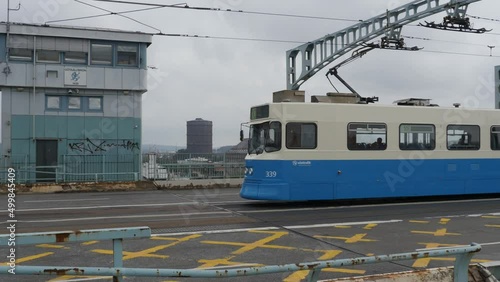 A tram on the G√∂ta √Ñlvbron bridge, Gothenburg photo