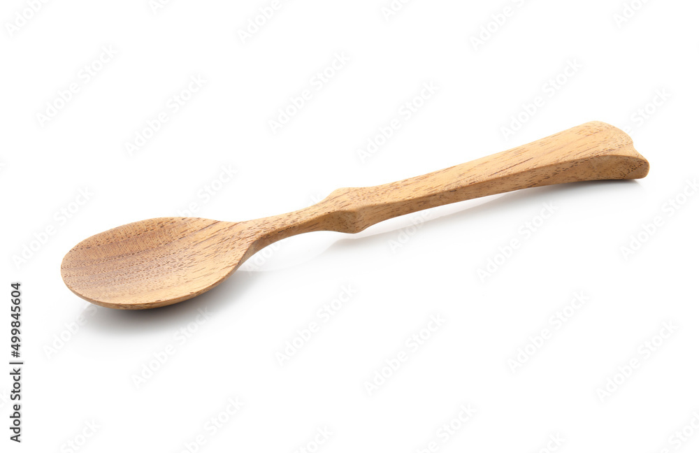 Handmade Wooden Spoon isolated on white background, The spoon is made of teak, Tectona grandis Handmade Wooden Spoon isolated on white background, The spoon is made of teak, Tectona grandis