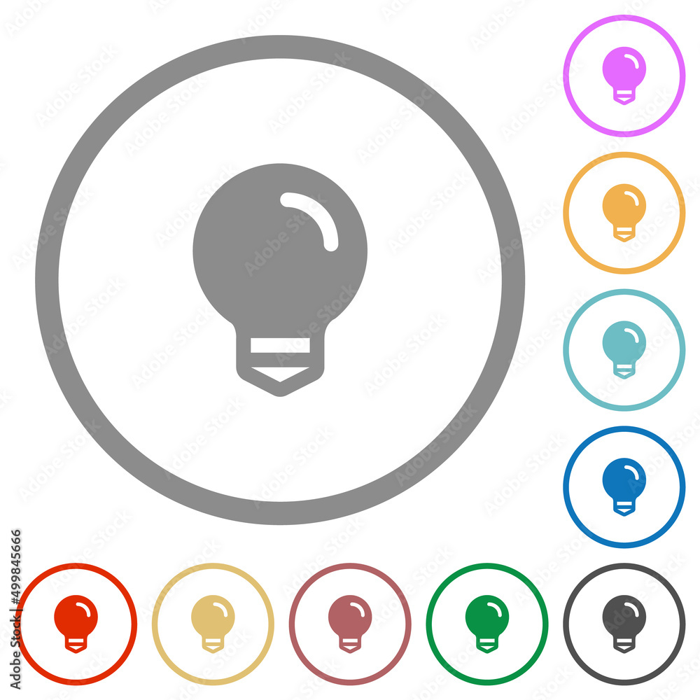 Light bulb solid flat icons with outlines Light bulb solid flat icons with outlines