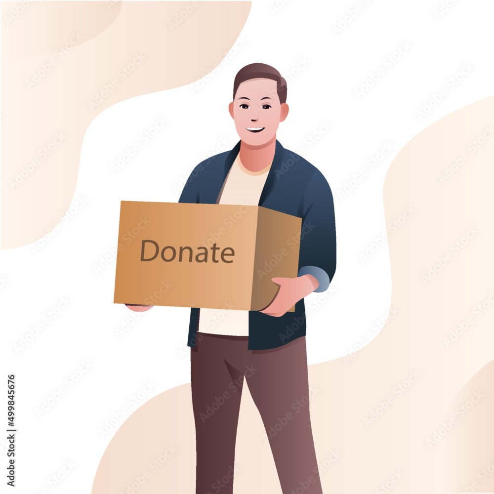 illustration of man carry donation box illustration of man carry donation box
