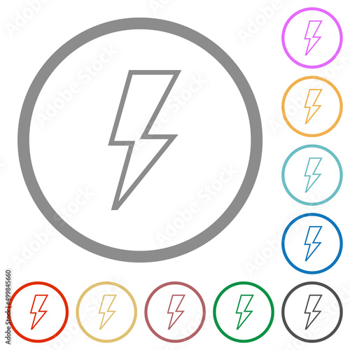 Flash outline flat icons with outlines