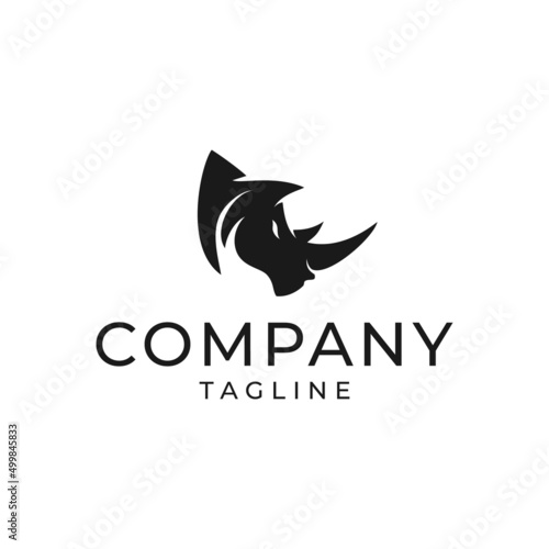 rhino head logo icon vector illustration template