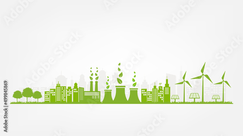 Banner flat design elements for sustainable energy development, Environmental and Ecology concept